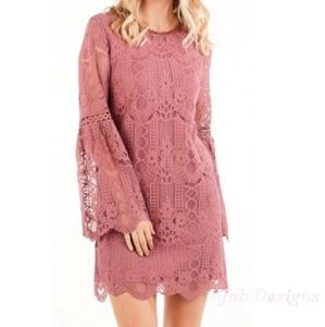 Lace Bell Sleeve Mini Dress